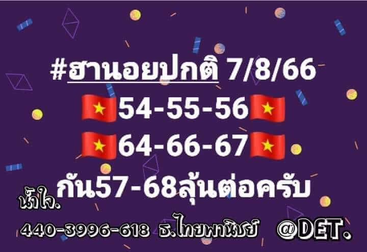 แนวทางหวยฮานอย 7/8/66 ชุดที่ 4