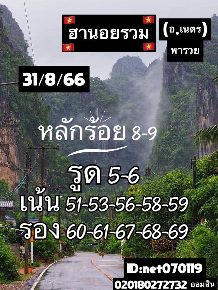 แนวทางหวยฮานอย 31/8/66 ชุดที่ 8