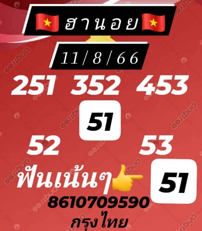 แนวทางหวยฮานอย 11/8/66 ชุดที่ 9