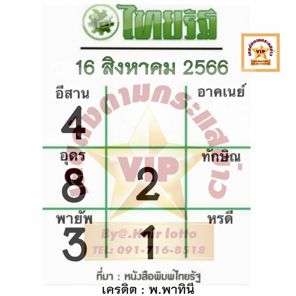 หวยไทยรัฐ 16/8/66