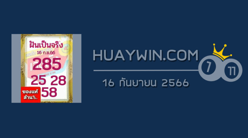 หวยฝันเป็นจริง 16/9/66