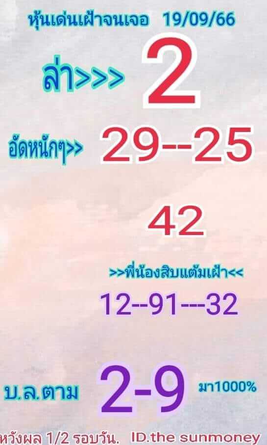 หวยหุ้นวันนี้ 19/9/66 ชุดที่ 2