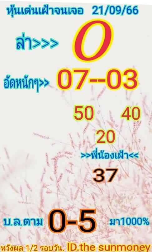 หวยหุ้นวันนี้ 21/9/66 ชุดที่ 3