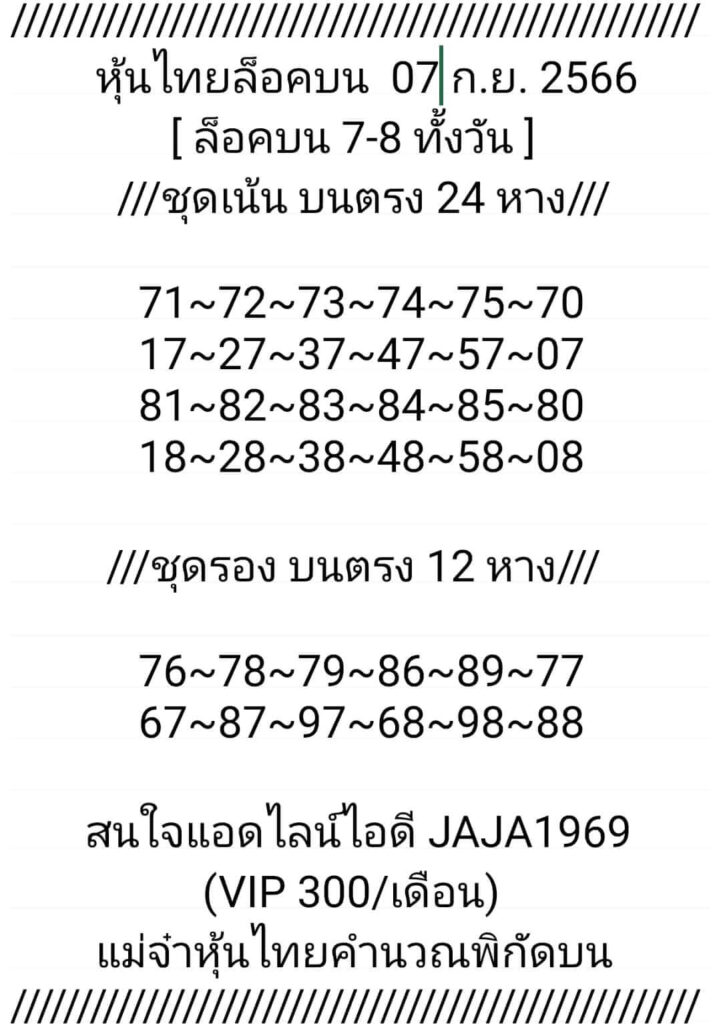 หวยหุ้นวันนี้ 7/9/66 ชุดที่ 8