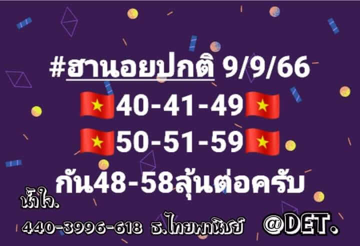 แนวทางหวยฮานอย 9/9/66 ชุดที่ 2