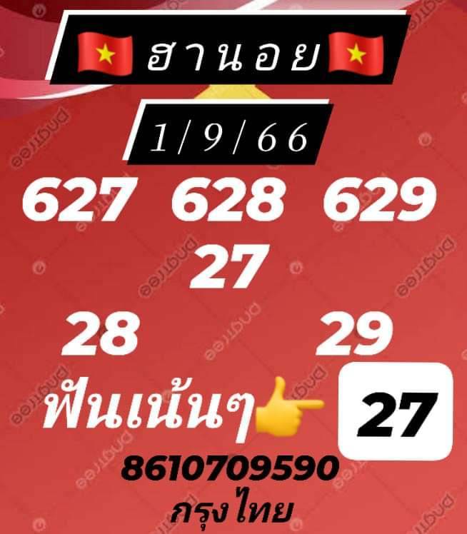 แนวทางหวยฮานอย 1/9/66 ชุดที่ 4