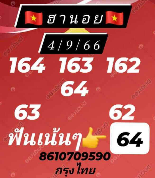 แนวทางหวยฮานอย 4/9/66 ชุดที่ 7