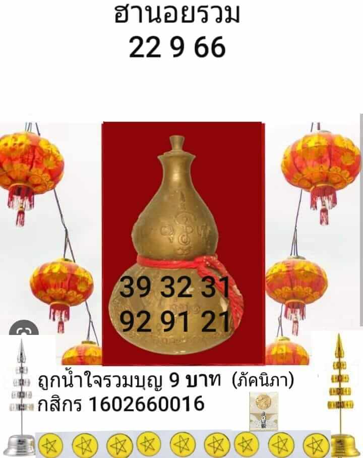 แนวทางหวยฮานอย 22/9/66 ชุดที่ 8