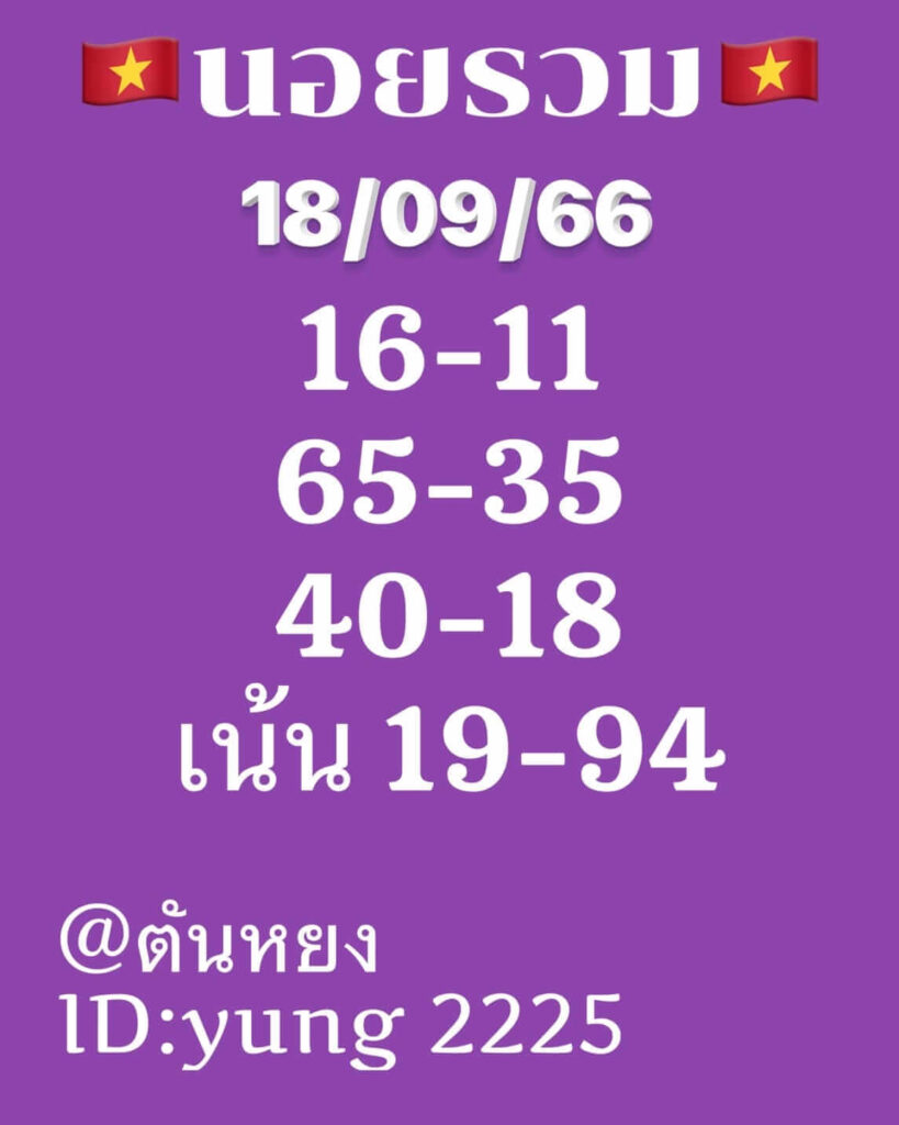 แนวทางหวยฮานอย 18/9/66 ชุดที่ 9