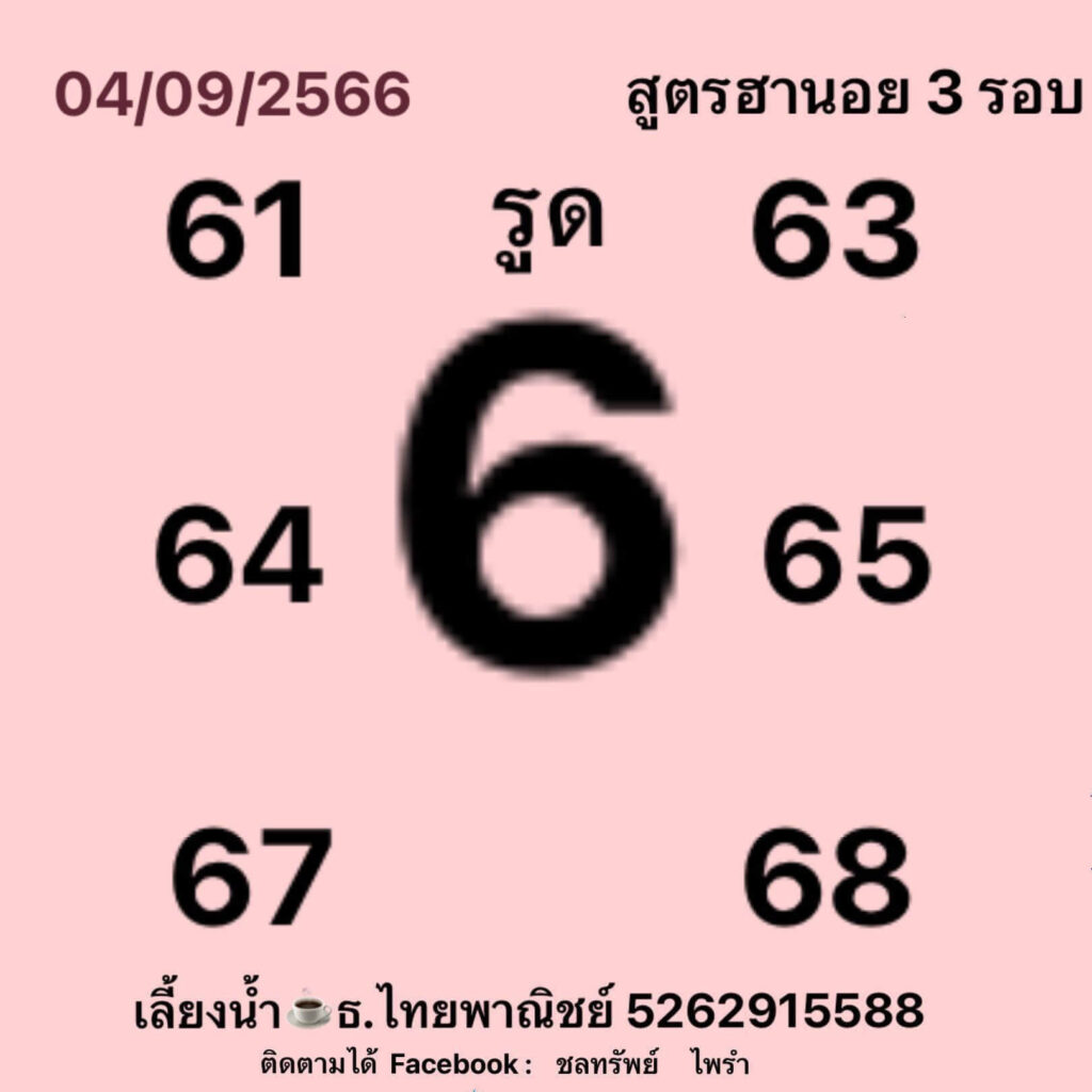 แนวทางหวยฮานอย 4/9/66 ชุดที่ 9