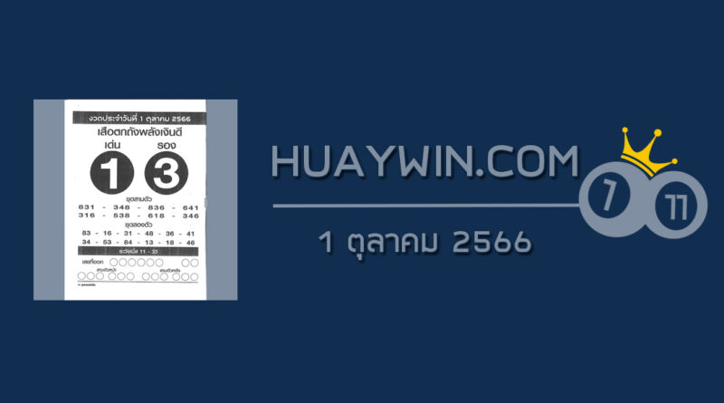 หวยเสือตกถังพลังเงินดี 1/10/66