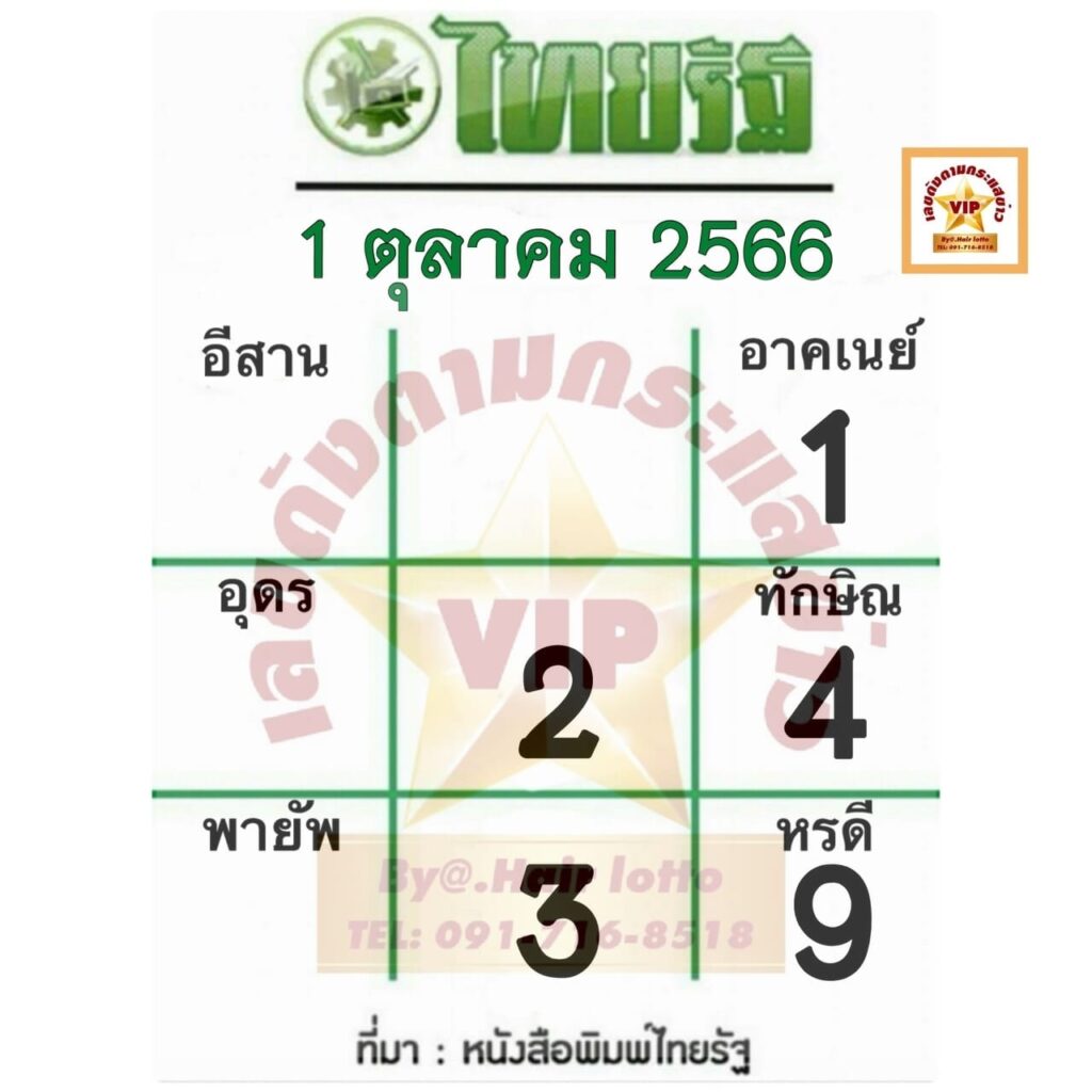 หวยไทยรัฐ 1/10/66