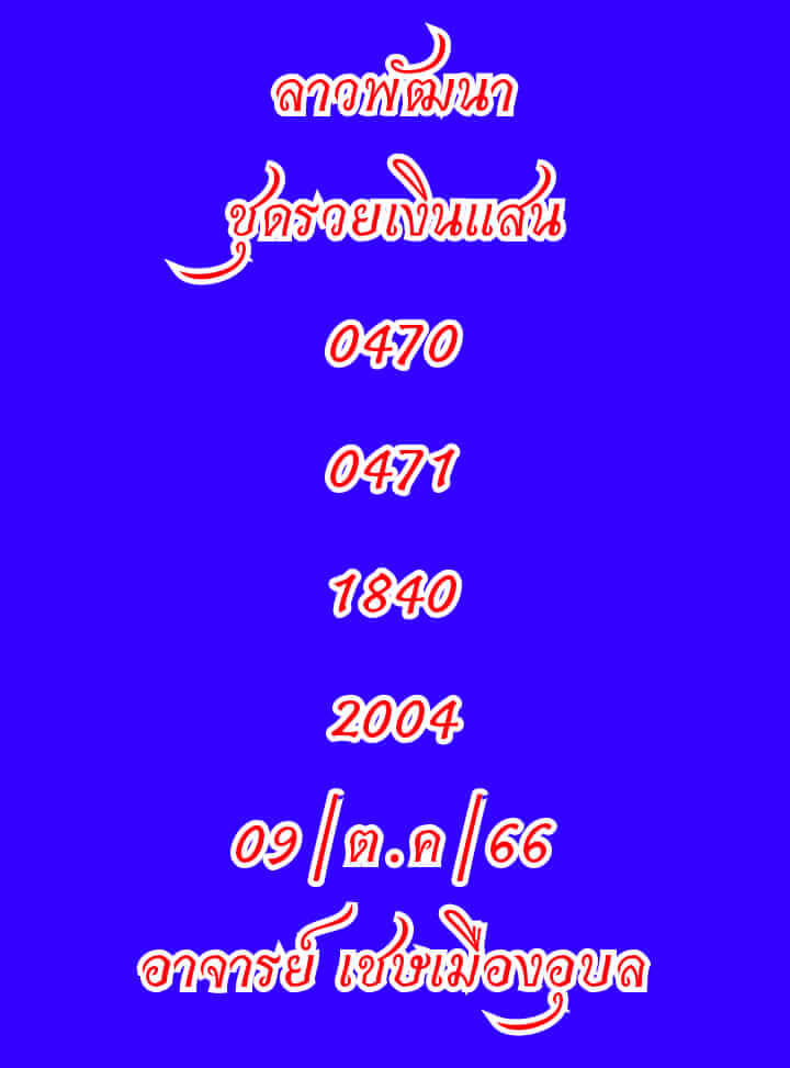 แนวทางหวยลาว 9/10/66 ชุดที่ 7