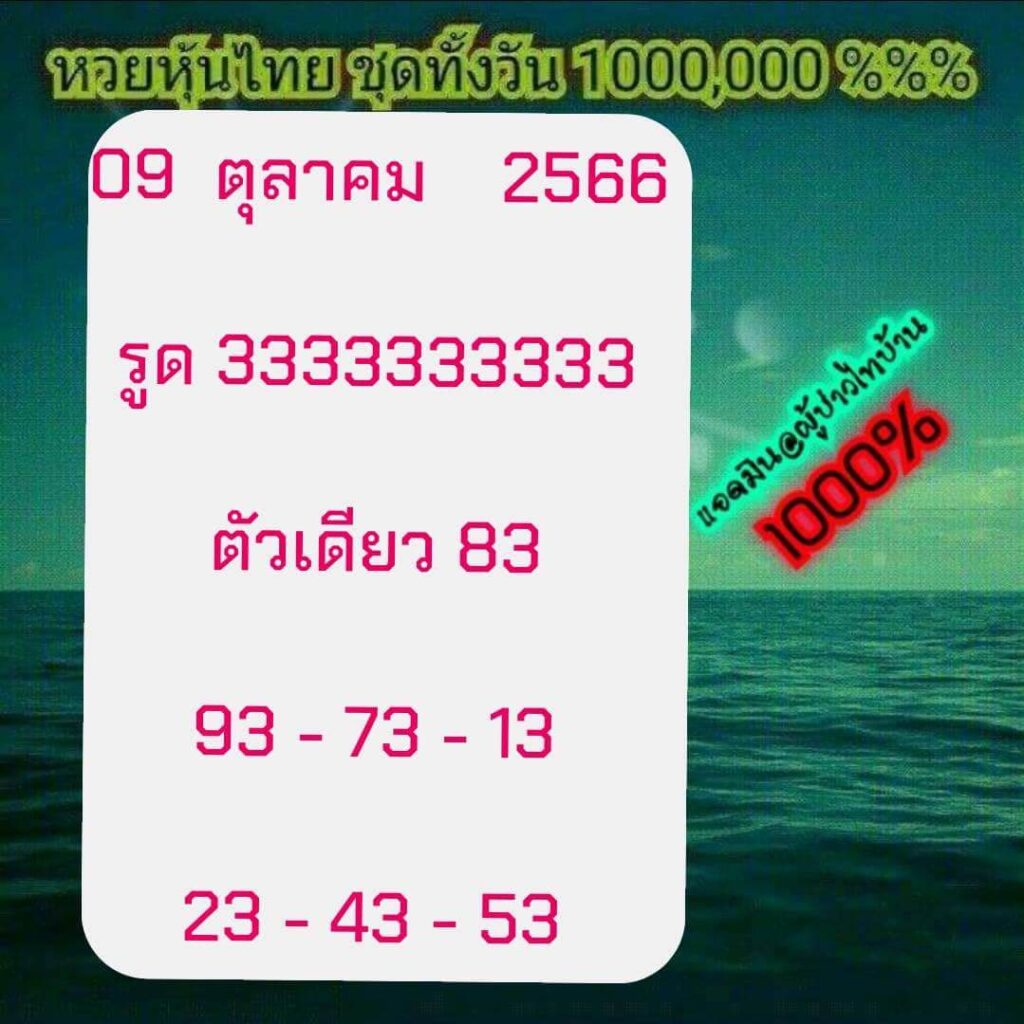 หวยหุ้นวันนี้ 9/10/66 ชุดที่ 6