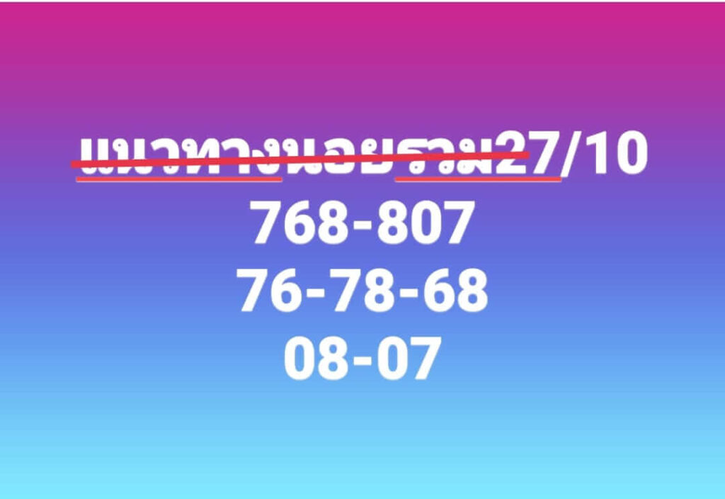 แนวทางหวยฮานอย 27/10/66 ชุดที่ 1