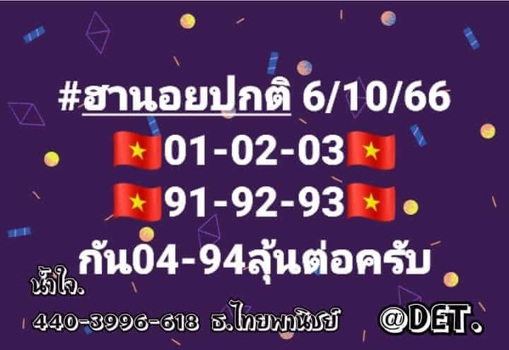 แนวทางหวยฮานอย 6/10/66 ชุดที่ 1