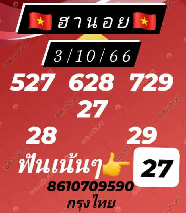 แนวทางหวยฮานอย 3/10/66 ชุดที่ 3