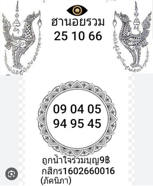 แนวทางหวยฮานอย 25/10/66 ชุดที่ 3