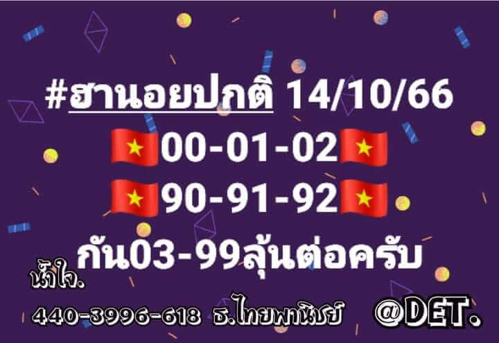 แนวทางหวยฮานอย 14/10/66 ชุดที่ 4