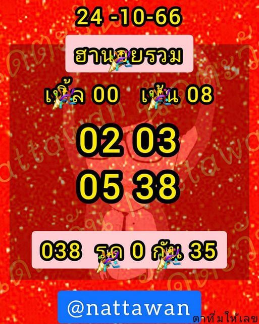 แนวทางหวยฮานอย 24/10/66 ชุดที่ 5