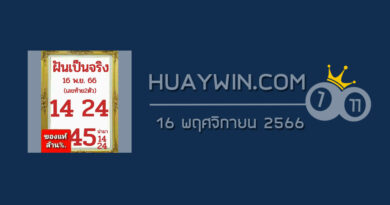 หวยฝันเป็นจริง 16/11/66