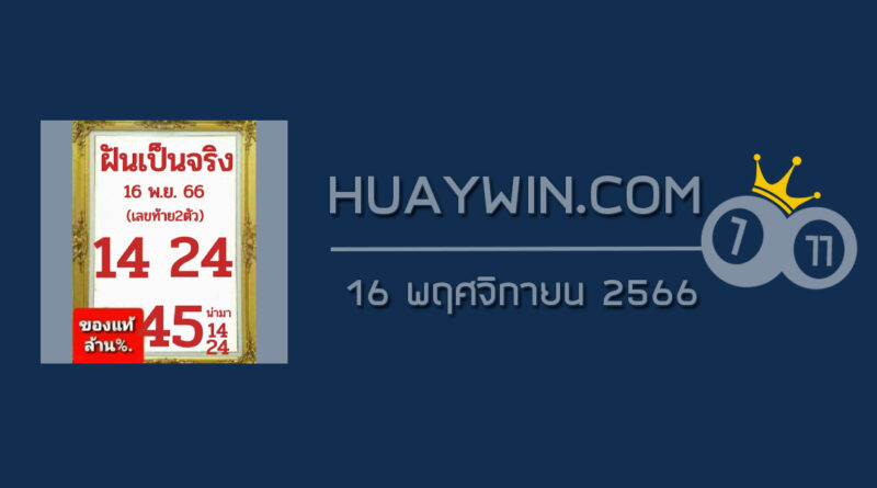 หวยฝันเป็นจริง 16/11/66