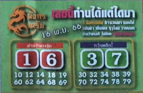 หวยมังกรเมรัย 16/11/66