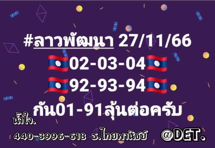 แนวทางหวยลาว 27/11/66 ชุดที่ 3