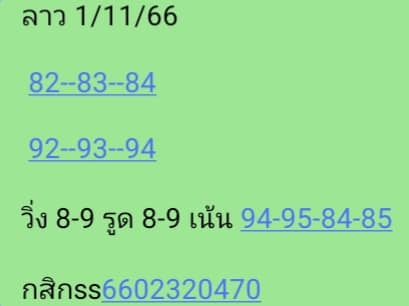 แนวทางหวยลาว 1/11/66 ชุดที่ 1