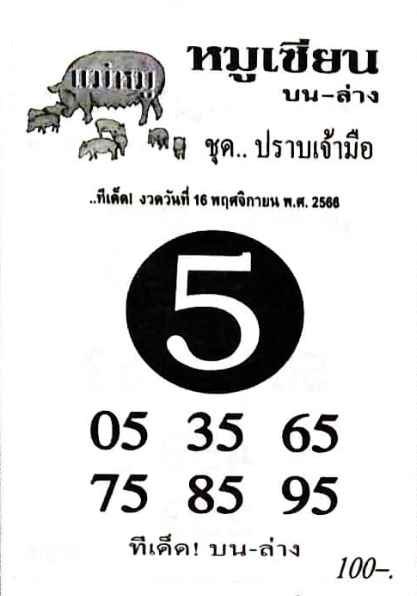 หวยหมูเซียน 16/11/66