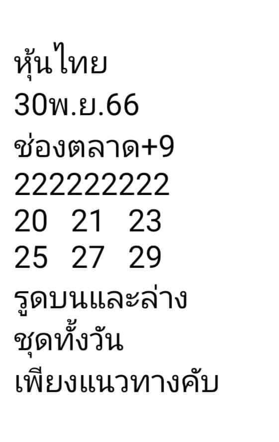 หวยหุ้นวันนี้ 30/11/66 ชุดที่ 10