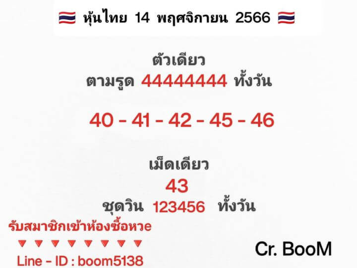 หวยหุ้นวันนี้ 14/11/66 ชุดที่ 10