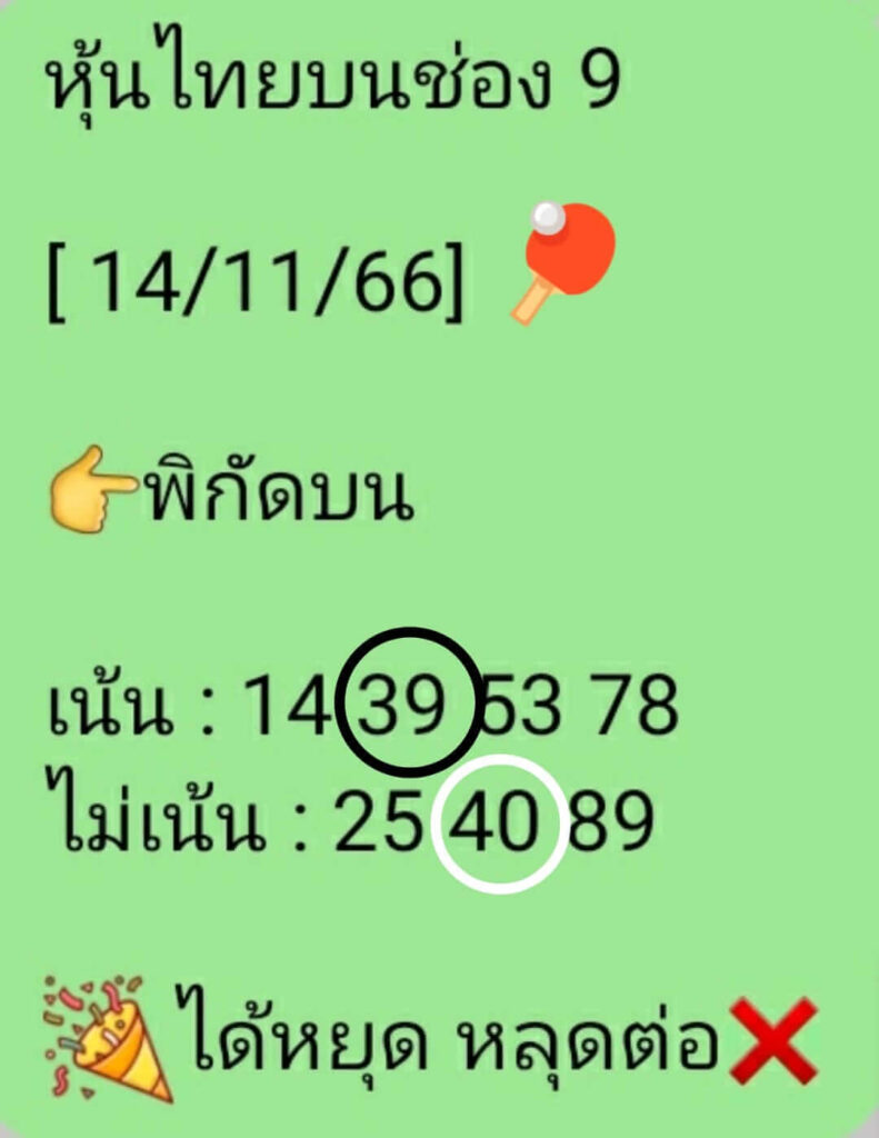 หวยหุ้นวันนี้ 15/11/66 ชุดที่ 10