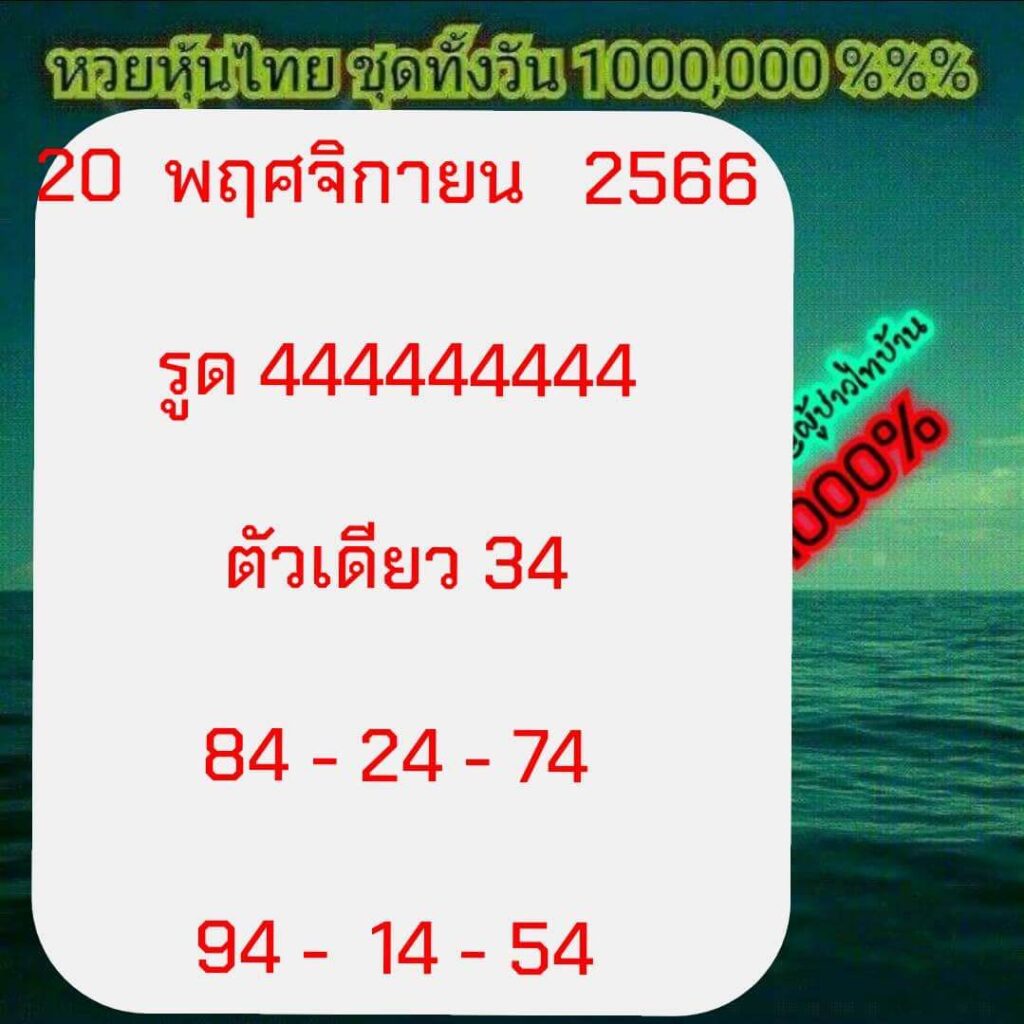 หวยหุ้นวันนี้ 20/11/66 ชุดที่ 6