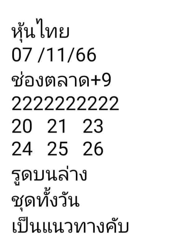 หวยหุ้นวันนี้ 7/11/66 ชุดที่ 9