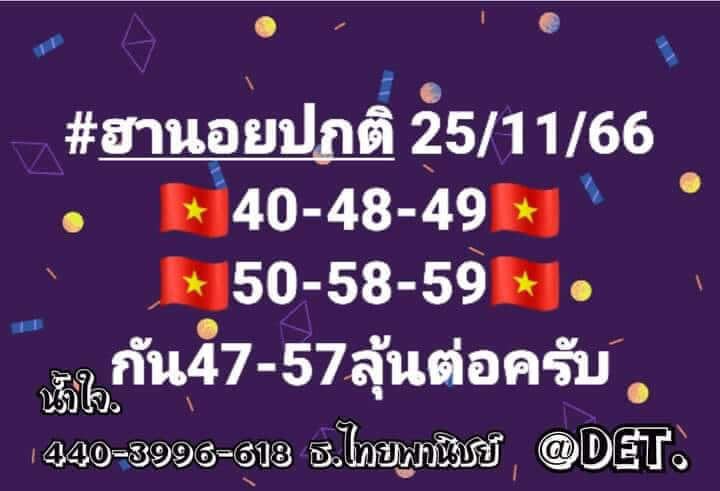 แนวทางหวยฮานอย 25/11/66 ชุดที่ 2