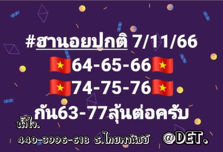 แนวทางหวยฮานอย 7/11/66 ชุดที่ 4