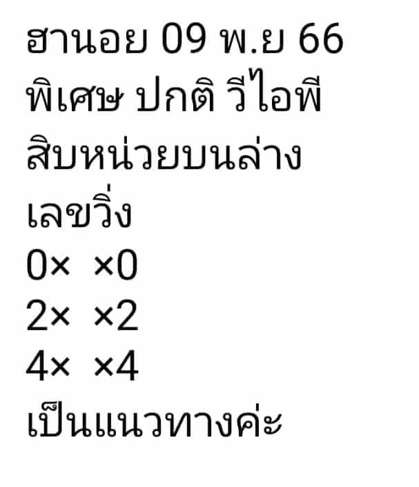 แนวทางหวยฮานอย 9/11/66 ชุดที่ 3