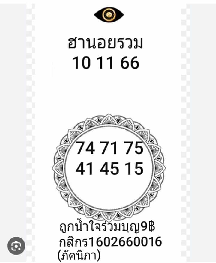 แนวทางหวยฮานอย 10/11/66 ชุดที่ 7