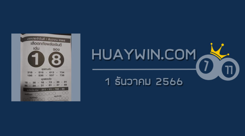 หวยเสือตกถังพลังเงินดี 1/12/66