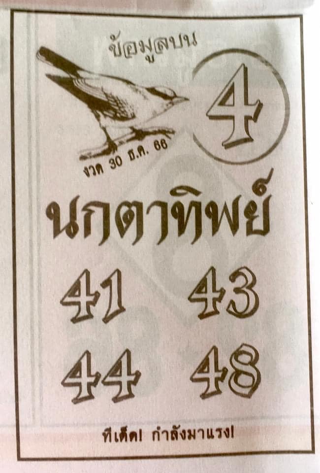 หวยนกตาทิพย์ 30/12/66