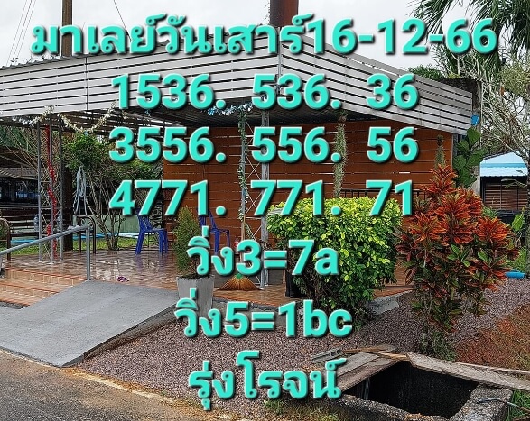 หวยมาเลย์วันนี้ 16/12/66 ชุดที่ 1