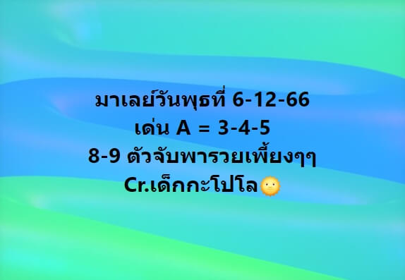 หวยมาเลย์วันนี้ 6/12/66 ชุดที่ 5