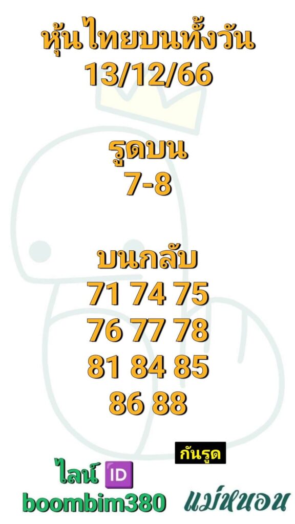 หวยหุ้นวันนี้ 13/12/66 ชุดที่ 3