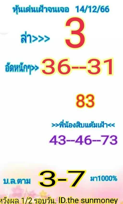 หวยหุ้นวันนี้ 14/12/66 ชุดที่ 4