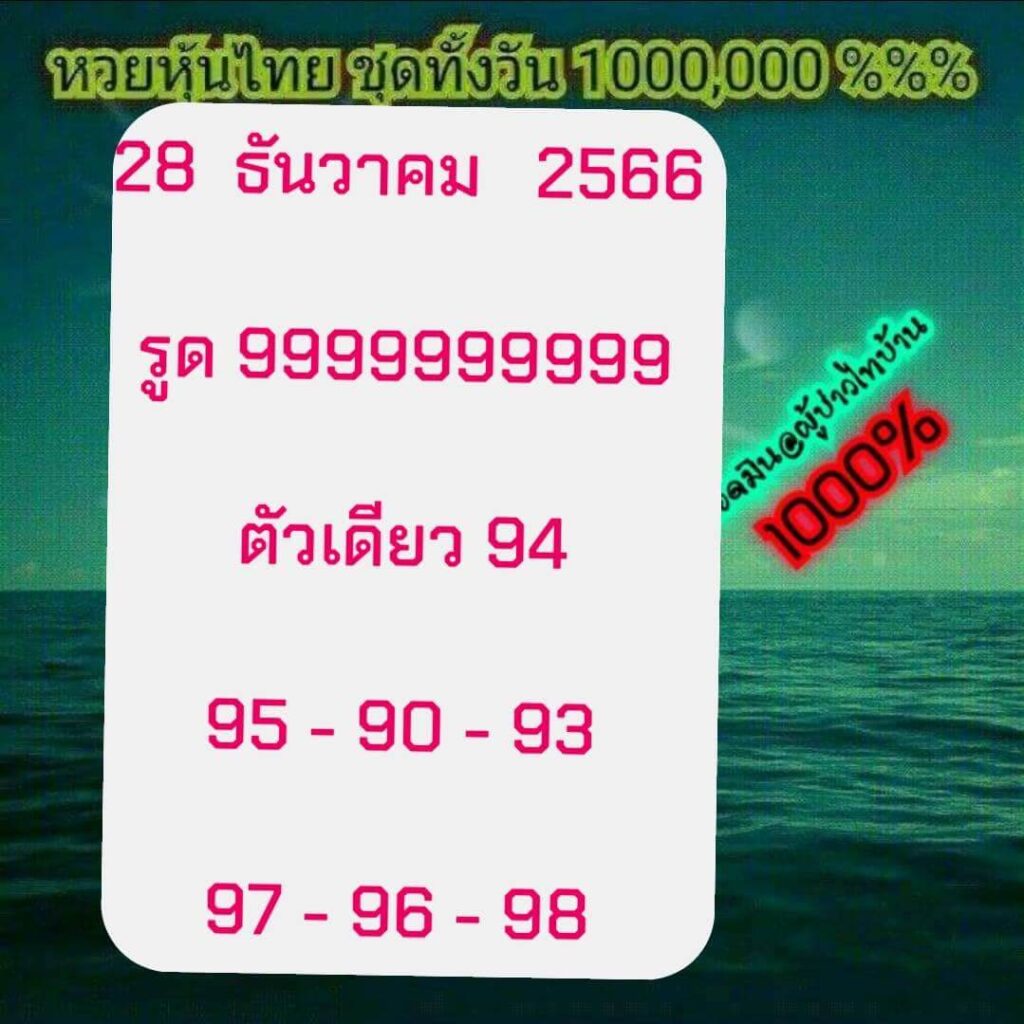 หวยหุ้นวันนี้ 28/12/66 ชุดที่ 6