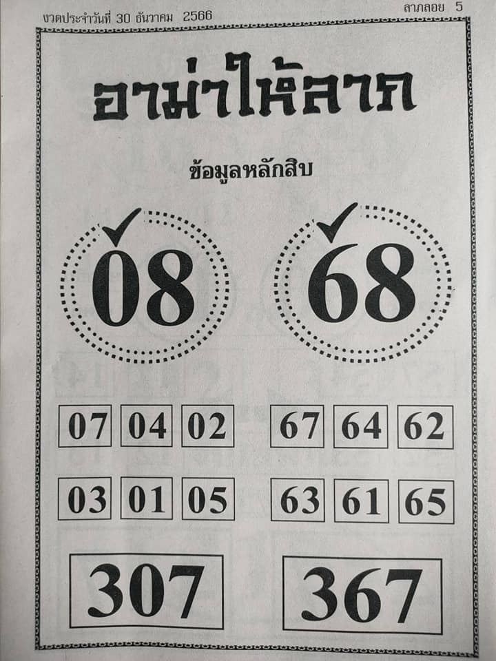 หวยอามาให้ลาภ 30/12/66