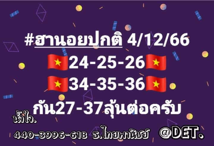 แนวทางหวยฮานอย 4/12/66 ชุดที่ 1