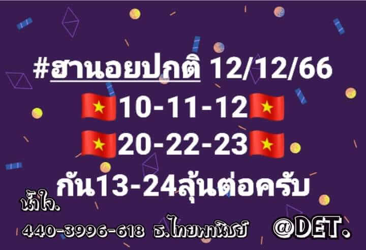 แนวทางหวยฮานอย 12/12/66 ชุดที่ 2