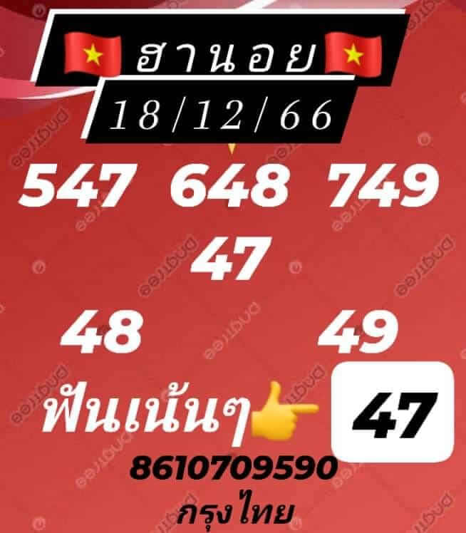 แนวทางหวยฮานอย 18/12/66 ชุดที่ 3